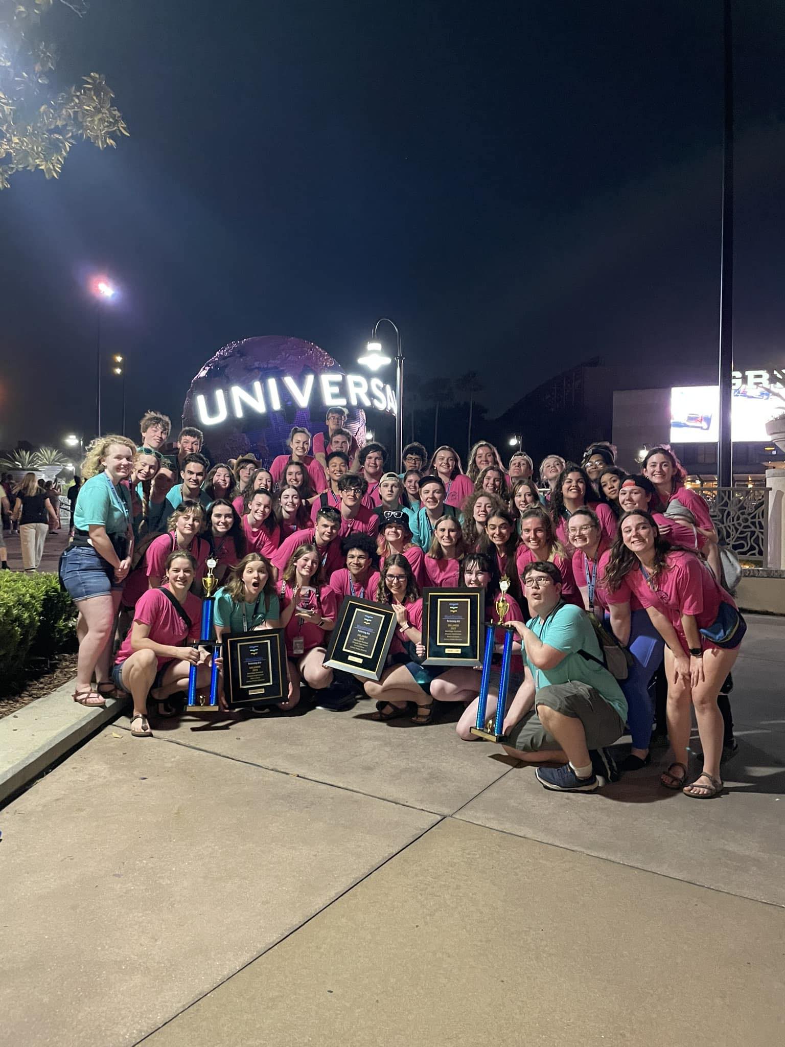 Mustang Choir celebrating awards at Universal